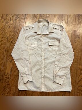 Vintage 1980s Morava Aleksinac Yugoslavia Military Safari Shirt Beige Men’s L/XL